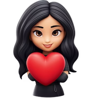 Cartoon KT holding a red heart